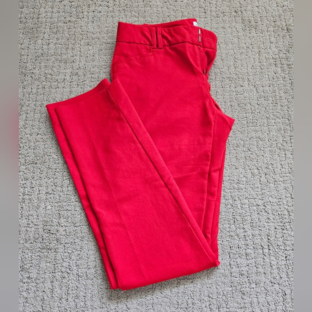 Calvin Klein red stretch ankle cropped straight leg capri pants size 2